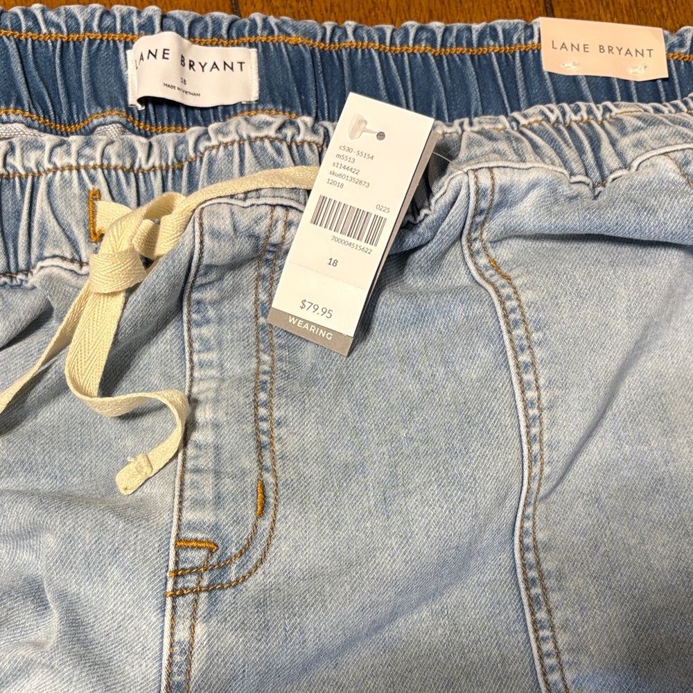 Lane Bryant Light Blue Drawstring Pull on Capri Jogger Size 18